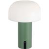 Baroni Home Lampada LED Senza Fili - Design a Fungo, Dimmer Touch, Ricaricabile USB-C, Luce Calda 3000K, Impermeabile per Interni ed Esterni, Metallo Verniciato, Altezza 22 cm (Verde, 1 Pezzo)