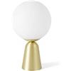 MILOOX Lampada in vetro soffiato bianco latte.Montatura in ottone spazzolato, cavo di alimentazione trasparente con dimmer. 1xE14 max 40Watt. Modello LUNAR Design By Davide Negri