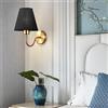 Mengjay Vintage Applique da Parete Muro con Paralume in Tessuto,Lampade da Parete Interno in Metallo,Retro Lampada da Muro E27 Illuminazione Interni (Black)