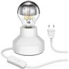 ledscom.de Lampada da tavolo in porcellana TIX, spina, interruttore, bianco + Lampada LED E27 486lm, Smart Home, bianco caldo - bianco freddo