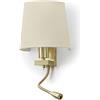 EXO lighting - Applique con lettore FIRENZE oro E27 e led SMD 2 int. e schermo bianco USB incluso. Camere da letto e zone lettura ideali.