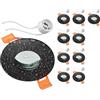 ledscom.de 10x cornice da incasso a soffitto per bagno ERID, a prova di umidità, bagno, IP44, rotonda, nero opaco (GU10/MR16/GU5,3/50mm) incl. presa GU10