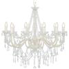 vidaXL Lampadario con Perle di Cristallo Rotondo 12 Lampadine E14 Elegante Lampada da Soffitto Luce Interni Bianco Trasparente in Metallo e Acrilico