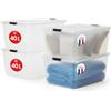 Iris Ohyama Scatole Portaoggetti in con Coperchio, 40L, Lotto di 4, Trasparente, Clip di Bloccaggio, Empilabile, Maniglia, Per Camera, Armadio, Ufficio, Organizzatore, Senza BPA, FTB-40