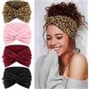 Tumurup 4 fasce per capelli sottili da donna, per sport, larghe, elastiche, morbide e morbide, per yoga, fitness e cosmetici, fascia per capelli (rosso vinaccia)