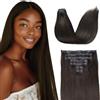 flooyeer Extension per capelli senza cuciture, con clip, capelli umani, lisci, 50,8 cm, 110 g, 7 pezzi, #2 marrone scuro, ultra-sottili, in poliuretano, veri capelli umani