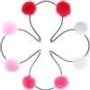 Frcolor Cerchietto con pom pom per bambina in Rosso Rosa e Bianco 4PCS