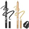 Generico 2 Pcs Colorato Gel Glitter Eyeliner, Eyeliner impermeabile Labbra Liner Ombra occhi Matite sopracciglia Penna Eye Makeup (01 Nero e 04 Oro)