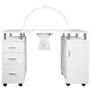 Monster Shop Tavolo professionale per manicure e lampada a mezzaluna a LED 75cm Raccolta dalla polvere Cassetti estraibili 1 Armadietto 2 Ripiani 3 Colori Luce di temperatura dimmerabile Supporto per telefono