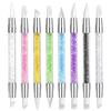 Oruola 8 pennelli per unghie in silicone, con doppia punta, applicatori in silicone cromato per unghie con manico a diamante colorato, strumento per unghie in gomma per design con lamina per unghie