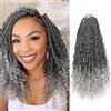 Saisifen 8 Pacchi Boho Dea Box Trecce Capelli All'uncinetto per Le Donne Nere, Pre-ciclo Bohemian Micro Trecce Con Capelli Ricci Grigio Sfumato 24 Pollici(60cm)