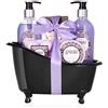 BRUBAKER set da bagno 'Lavender Vanille Love' presentato in una mini vasca da bagno color nero, 9 pezzi