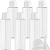 ZEOABSY 6 Pezzi 100 ml Trasparente Bottiglie di Plastica PET con Tappo a Vite Bianco e Riduttori di Orifizio, Bottiglia con Spalla Piatta da Viaggio per Cosmetico Liquido, Olio (UNSQUEEZABLE)