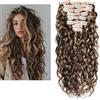 Larafona Hair Extension Capelli Veri Clip Balayage Ricci Estensioni Umani Capelli 100% Ondulati Tessitura Blonde Highlights Marrone P4/27# 120g 14inch/35cm