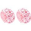 Generic Cuffia da doccia foderata in spugna da donna, confezione da 2, grande cuffia da bagno impermeabile con fascia elastica, morbida e riutilizzabile, per capelli lunghi e spessi (rosa)