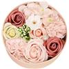 Grtheenumb Sapone floreale set in scatola regalo, saponi fantasiosi per donne rose soap scatola rotonda vano da bagno scatola per le donne matrimoni San Valentino, stilo, stilo