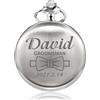 TREEWETO Orologio da tasca con incisione personalizzata regalo per Best Man Quarzo Fobwatch Sposo Regali per Matrimonio Testimoni di nozze, argento