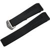 ROUHO Respirabile Gomma Cinturino Orologio Accessori Gomma Cinghia Orologio Uomo per TAG Heuer Carrera Aquaracer-Nero A + Argento Fibbia 22mm