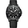 Poedagar Orologio alla Moda per Uomo, Impermeabile, Luminoso, con Data, per Affari, Casual, Cinturino in Nylon, Pelle, Quarzo, Orologi da Uomo, Nero e nero.