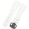 ROUHO 25mm Cinturino di Ricambio in Gomma Premium, Bracciale Regolabile in Silicone per Richard Mille RM-11-Bianco + Nero Fibbia