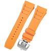 ROUHO 25mm Cinturino di Ricambio in Gomma Premium, Bracciale Regolabile in Silicone per Richard Mille RM-11-Arancione + Argento Fibbia