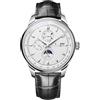 LOBINNI Orologio da uomo in acciaio inox, automatico, meccanico, alla moda, di lusso, impermeabile, con calendario settimanale, mese e cinturino in pelle, Argento-Bianco