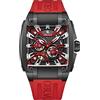 OBLVLO Orologi automatici super luminosi da uomo orologio di lusso sportivo quadrato scheletro meccanico cinturino in gomma orologi GM
