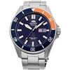 Orient Kano/Big Mako - Orologio da polso da uomo automatico e a carica manuale meccanico sportivo bracciale e cassa in acciaio inox di colore grigio display analogico blu - RA-AA0913L19B