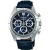 Seiko Orologio cronografo al quarzo 1/5 secondi con lancetta 24 ore da uomo, Pelle Blu marino Sbtr019, Moderno