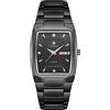 WWOOR Orologi quadrati da uomo in acciaio inossidabile orologio quadrato con data originale impermeabile analogico al quarzo moda business casual orologio da polso, B3-37-US-Nero, Cronografo