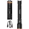 Duracell Torcia LED DF4000R Core Plus - 4000 lumen, focalizzabile, 200 m, ricaricabile USB-C, 2 batterie agli ioni di litio 18650, diverse modalità di illuminazione, resistente agli spruzzi