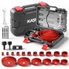 KATA Set di 20 seghe per trapano con 19-152 mm, 13 lame per sega, 2 mandrini, 3 trapani, 1 piastra di installazione, 1 chiave esagonale con custodia, ideale per legno tenero, PVC, compensato
