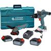 K&S Könner&Söhnen KS IDAGB - Set da 20 V, 1 set di attrezzi senza fili professionali: trapano a percussione a batteria e smerigliatrice angolare, 2 batterie (4,0 Ah + 2,0 Ah) e caricatore in valigetta