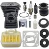 UYTGFO Adatto for motosega Husqvarna 340 345 350 503870276 537024002w Guarnizione olio Tubo di aspirazione AV Tampone Molla 42mm Cilindro Pistone Kit filtro aria