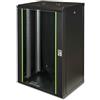 DIGITUS Armadio di rete - Rack da 19 pollici - 20U - 600 mm x 450 mm (LxP) - Profondità utile 370 mm - Montaggio a parete - Portata 100 kg - Porta in vetro di sicurezza - IP20 - Serie Unique - Nero