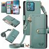 MOJIA Custodia per Motorola Moto G84 5G, Alta qualità Pelle Flip Portafoglio Cover per Telefono, Multifunzione Porta Carte con Tracolla Custodia. Verde
