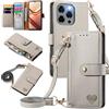 MOJIA Custodia per Doogee Note 58 / Note 58 PRO, Alta qualità Pelle Flip Portafoglio Cover per Telefono, Multifunzione Porta Carte con Tracolla Custodia. Grigio