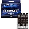 PcStore Cartucce Compatibili Epson 604XL Nero - Multipack 4x Nero XL Alta Capacità - per XP-2200 XP-2205 XP-3200 XP-3205 XP-4200 XP-4205 WF-2910DWF WF-2930DWF WF-2935DWF WF-2950DWF