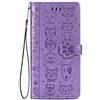 Fertuo Cover per Samsung Galaxy S22 Ultra, Custodia Portafoglio a Libro in Pelle Flip Cover con Porta Carte, Chiusura Magnetica [Disegni di Gatto Cane] Case Antiurto per Samsung S22 Ultra, Viola