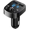 Zhengzhouranjinshangmao Trasmettitore FM Bluetooth 5.0 per auto, Kit Vivavoce, adattatore radio wireless, caricatore per lettore musicale, 2 porta USB Supporto MP3/U Disk