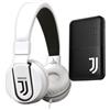 TECHMADE Juventus Football Cuffia microfono incluso |ON-EAR |con filo cavo aux | Bianco/Nero | con adattatore usb-c (+ POWERBANK 5000)