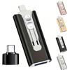 Pelinuar Periodicali - Chiavetta USB 3 in 1, 32 ~ 256 GB, micro USB + 8 pin + USB 3.0, 3 in 1, U-Disk con adattatore di tipo C, per telefoni/PC, per foto e file video, colore nero, 32 GB