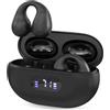 SAIET Ear Cuff Auricolari Bluetooth Open Ear con Clip Comodi e Leggeri, Resistenti al Sudore Ideali come Cuffie Sport, Design Ergonomico e Audio Potente, Fino a 20h di Autonomia - Nero