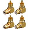EIGHTNOO 4 Pezzi Connettori RCA 90 Gradi, Adattatore da Maschio a Femmina RCA ad Angolo Retto da 90 Gradi, Adattatore ad Angolo Retto RCA Placcato Oro per Audio Video Adattatorei, 2 Rossi e 2 Neri