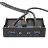 JMT 2 porte USB3.0 staffa per pannello frontale PC 3.5 alloggiamento floppy bay da 19 pin a hub USB 3.0 connettore audio per microfono audio HD con cavo per desktop (Nero)