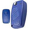 ES IEA ELETTRONICA Ricambio Chiave Telecomando Compatibile per Fiat Grande Punto Evo Bravo Stilo 500 L e Lancia Y Musa Guscio con Lama a 3 Tasti(Con VANO batteria sotto la lama BLU) (NO PANDA)