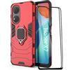 ESTH® Custodia per Honor X7 con 2 Pezzi Pellicola Protettiva, 360° Rotante Staffa [Compatibile con Supporto Magnetico per Auto], Cover Paraurti PC+TPU, Rosso