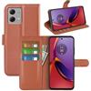 JIUNINE Cover per Motorola Moto G84 5G, Custodia Portafoglio Libro in Pelle Sintetica Antiurto Cover Flip Case con Slot per Schede, Fibbia Magnetica Compatibile con Motorola Moto G84 5G, Marrone