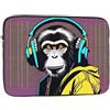 POEZJZW Scimmia ascoltando musica Borsa Del Computer Portatile Palmare Valigetta Portatile Antiurto Manicotto Protettivo Sacchetto Interno Del Computer Per 15 pollici Laptop, nero, 15 inch