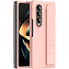Generic Custodia in silicone compatibile con Samsung Galaxy Z Fold 4, custodia protettiva integrale con cinturino per le dita, design portatile, custodia antiurto per Galaxy Z Fold 4 (rosa)